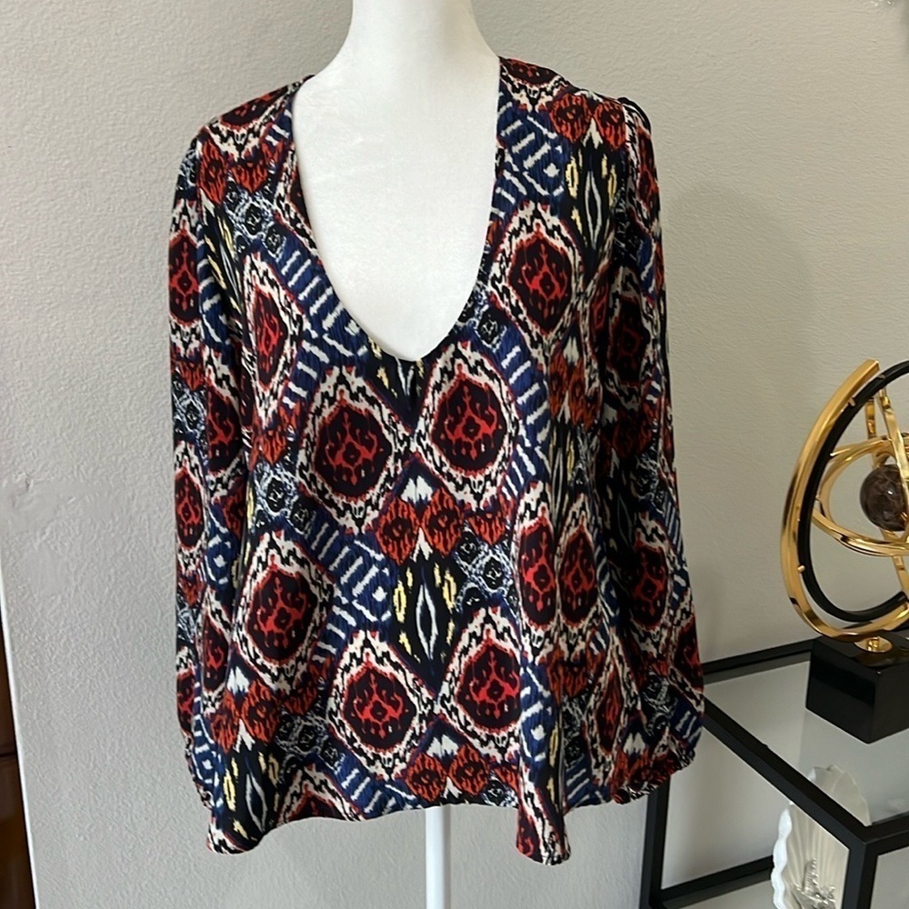 EXCELLENT CONDITION! lovers and friends long sleeve colorful blouse size M - Picture 4 of 12